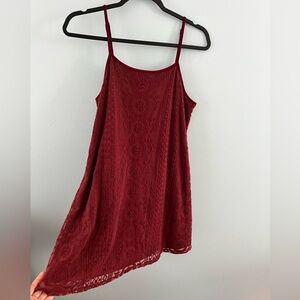 Garage Burgundy Lace Slip Dress, Medium